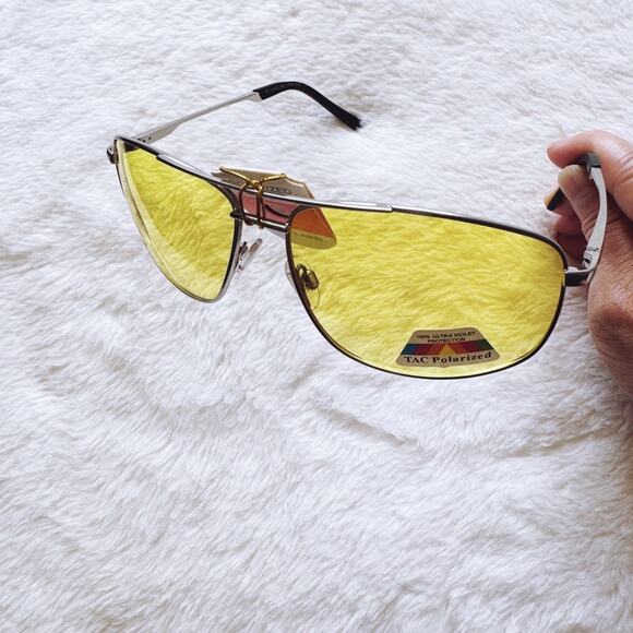 Orielle Clear Yellow w/ Silver Rim Aviator Sunglasses - Picture 8 of 15